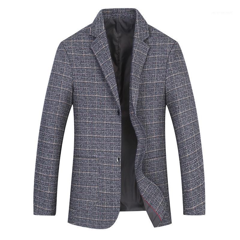 

Blazer Suit jacket casual fashion suit young men's plaid single-piece jacket slim business spring and autumn1, Gray