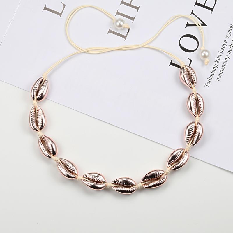 

12 Styles Charm Women Shell Necklace Rose Gold Natural Sea Conch Beads Choker Rope Adjustable Bohemian Girl Fashion Jewelry Gift1