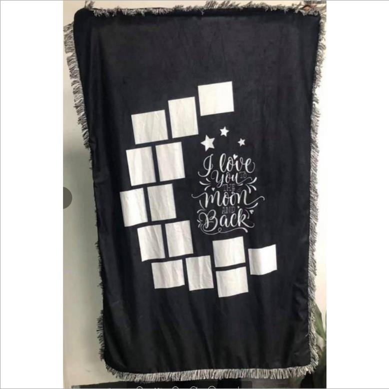 

9 penels blankets Sublimation blanks Throw Blanket for Heat Press blanket with tassels heart moon shapes Baby Printed Blanket 125*150CM