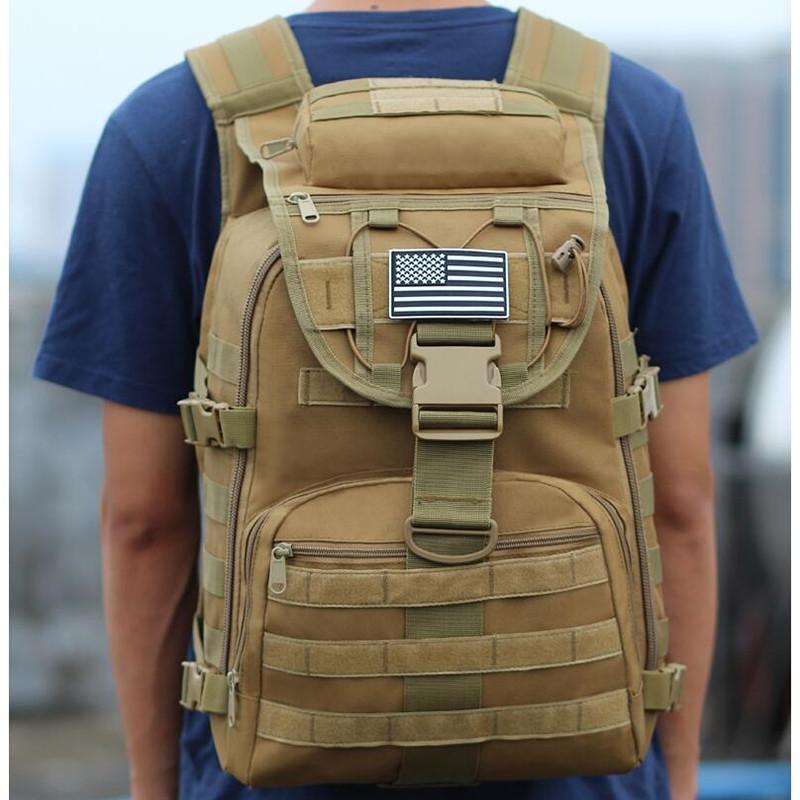

35L Outdoor Backpack Multifunction Sports Sport Bag Molle Tactical Bag Water Resistant Rucksack For Climbing Camping, Khaki