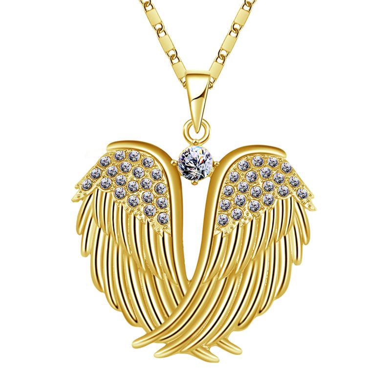 

New Cubic Zirconia Double Feather Necklace For Women Man Lover's Feather Pendant Chain Necklace Engagement Jewelry collier