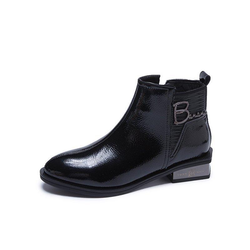 

Botines Mujer 2020 Fashion Autumn Casual Ankle Boots PU Leather Elegant Round Toe Square Low Heels Women Shoes Botas, Sx-8034