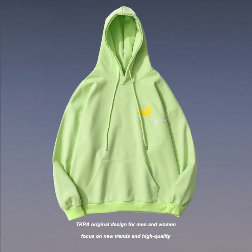 

Tkpa Guochao student sports top love diamond contrast embroidered Korean loose casual Hoodie, Black