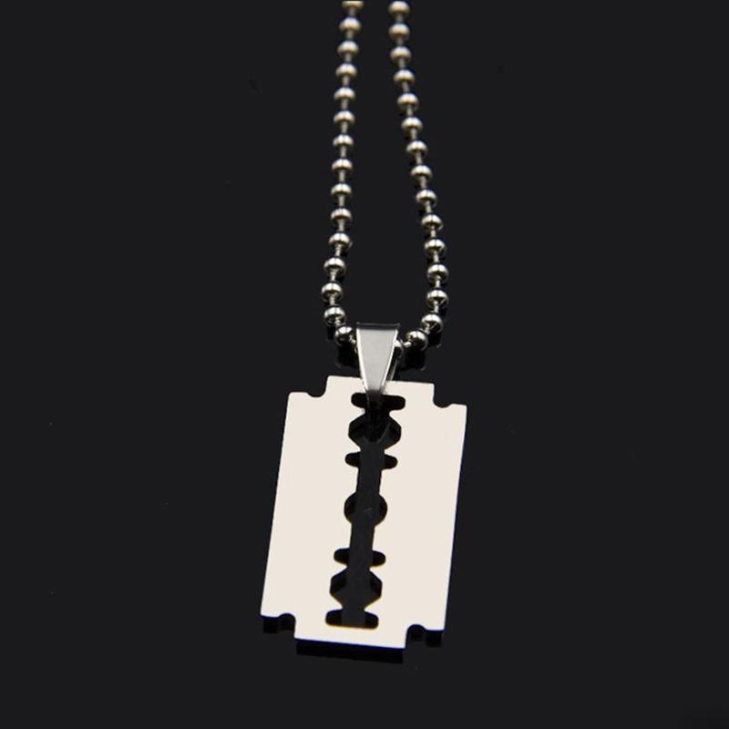 

316l Blade Shaped Pendant Necklace Mens Stainless Steel Necklace Jewelry Pendant Nameplate Tag Hip Chain Hop Accessories F3Z5