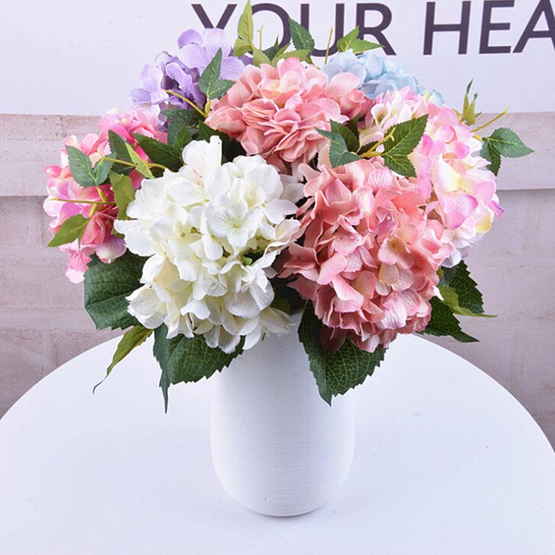 

Artificial Hydrangea Flower Silk Cloth Plastic Peony Bouquet Wedding Supplies For Birthday Party Festival DIY Home Decoration, White