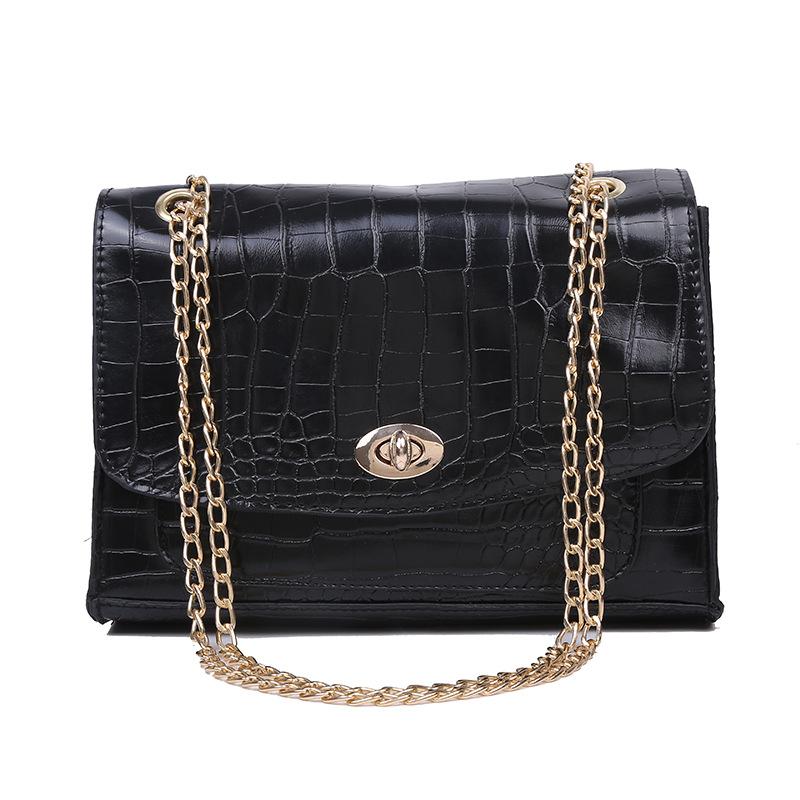 

2021 New Women Fashion Shoulder Bag PU Leather Chain Messenger Bag Satchels Hobos Clutch Handbag, Black