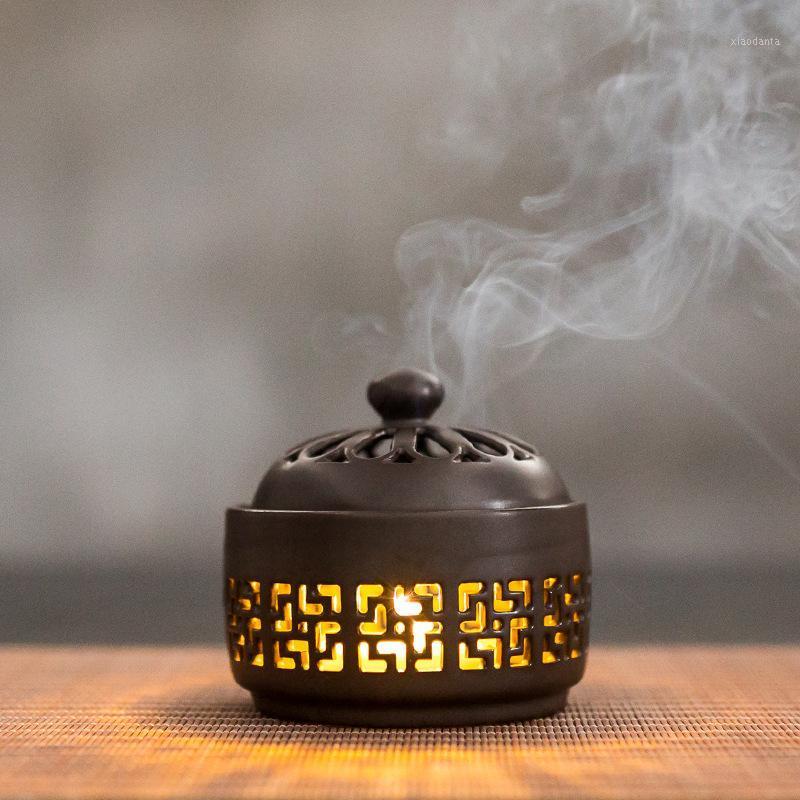 

Chinese Ceramic Hollow Incense Burner Mini Sandalwood Censer Creative Home Office Buddha Decoration Incense Coil Holder1