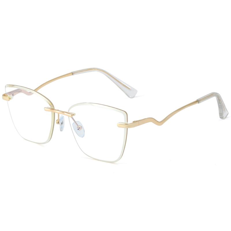 

Veshion Blue Light Blocking Glasses for Women Rimless Metal Square Computer Eyeglasses Fashion Ladeis Clear Lens Ladies Gifts