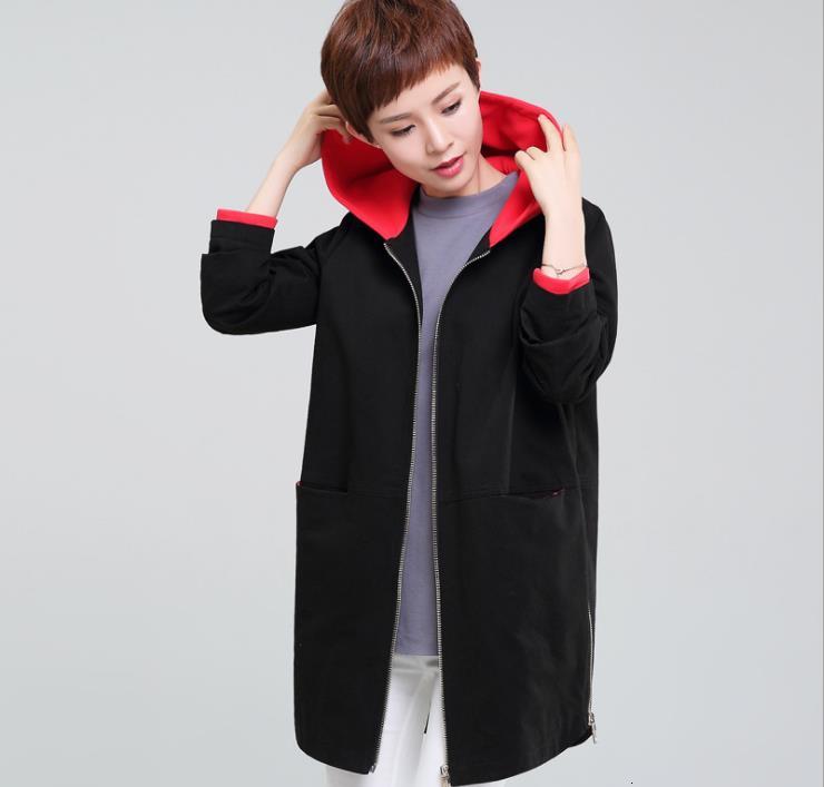 

Clothes Size Great Autumn New Female Jacket Long Section Women's V82m, Black