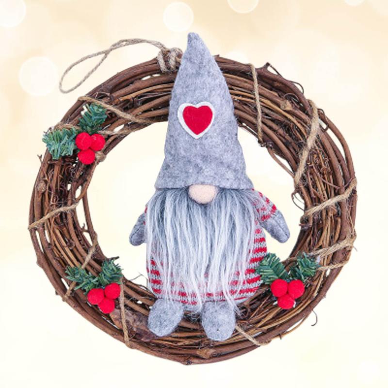 

Rattan Hanging Wreath Christmas Garland Xmas Party Christmas Tree Hanging Adornment Grey, Gray