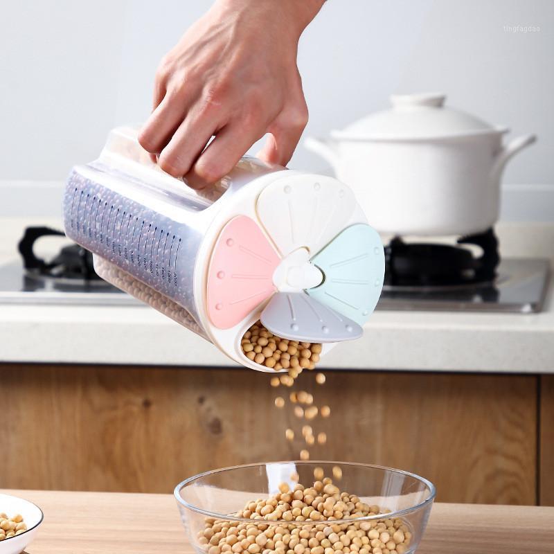 

2/3/4Grids Rotating Plastic Cereal Dispenser Storage Box Kitchen Rice Container Storage Case Flour Grain Bottle Jar1