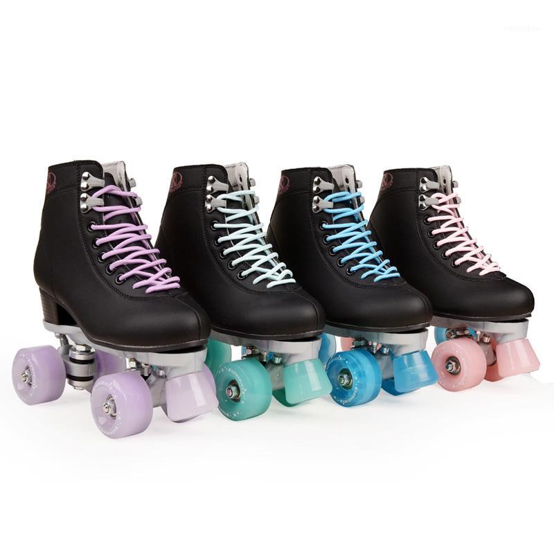 

Artificial Leather Roller Skates Double Line Skates Women Men Adult Two Line Skate Shoes Patines With Four colors PU 4 Wheels1, Blue