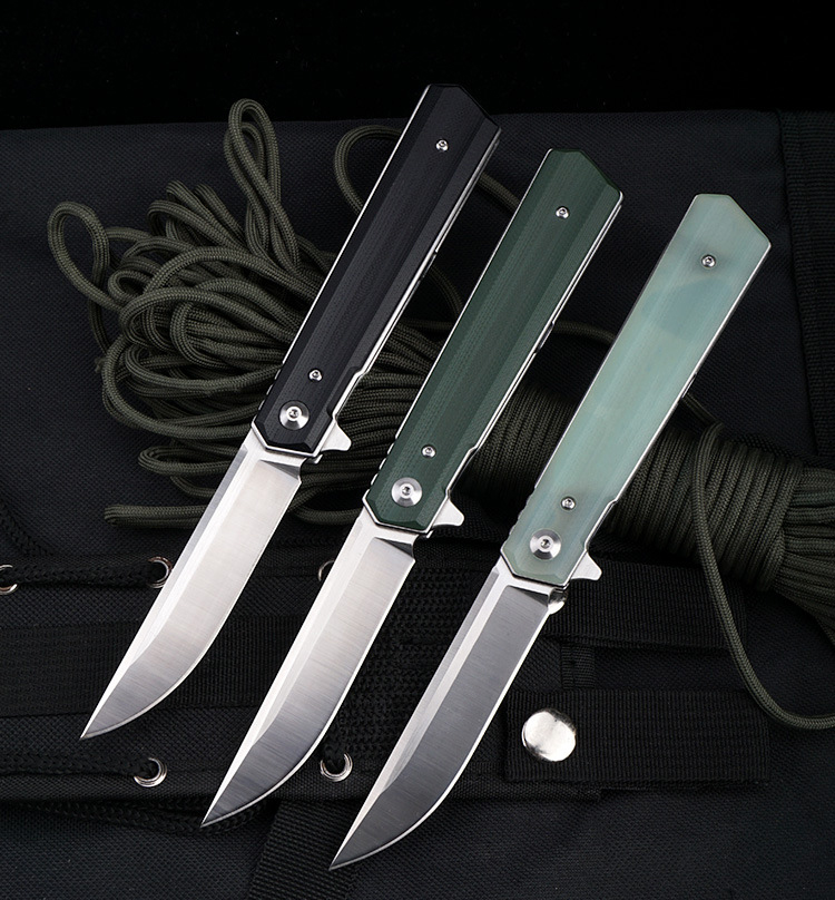 

big-size non-slip g10 handle 9cr18mov stainless steel blade mini pocket folding multifunction knife hiking camping outdoor tool men gift