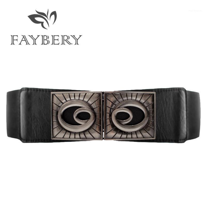 

Vintage Elastic Wide Belts for Women Black Leather Belt Casual Stretchy Fabric Waistband for Women Jeans Silvery Buckle1, Black;brown