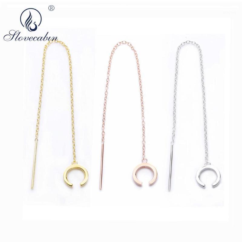 

Dangle & Chandelier Slovecabin 100% Original 925 Sterling Silver Single Drop Earrings Ear Long Chain Cuff Summer Fashion Jewelry1