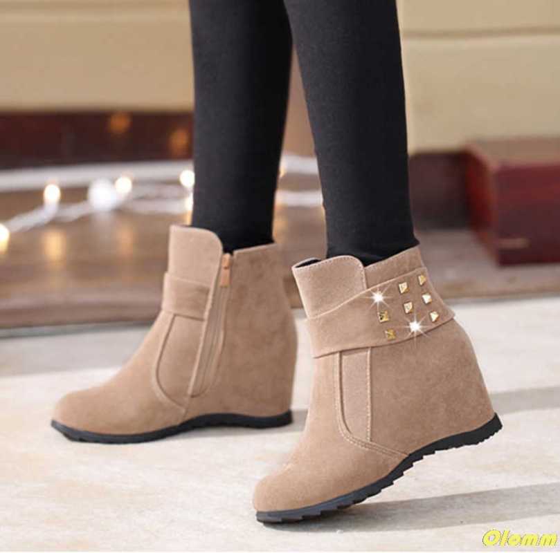 

Women Boots Snow Boot For Women Winter Shoes Increase within 6cm Winter Boots Ankle Warm Plush Insole Shoes Woman Botas Muje, Black