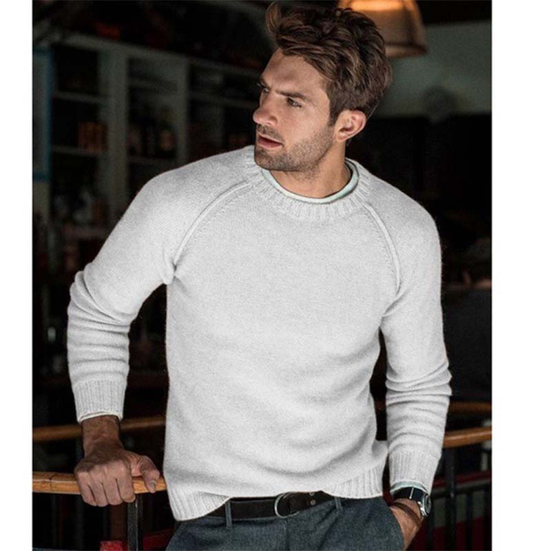 

Men Casual Sweater Boy Solid-color Warm Round Neck Clothes Thickened Simple Man Fashion Hoodies Fashion Autumn/winter 2021 New High Quality, White