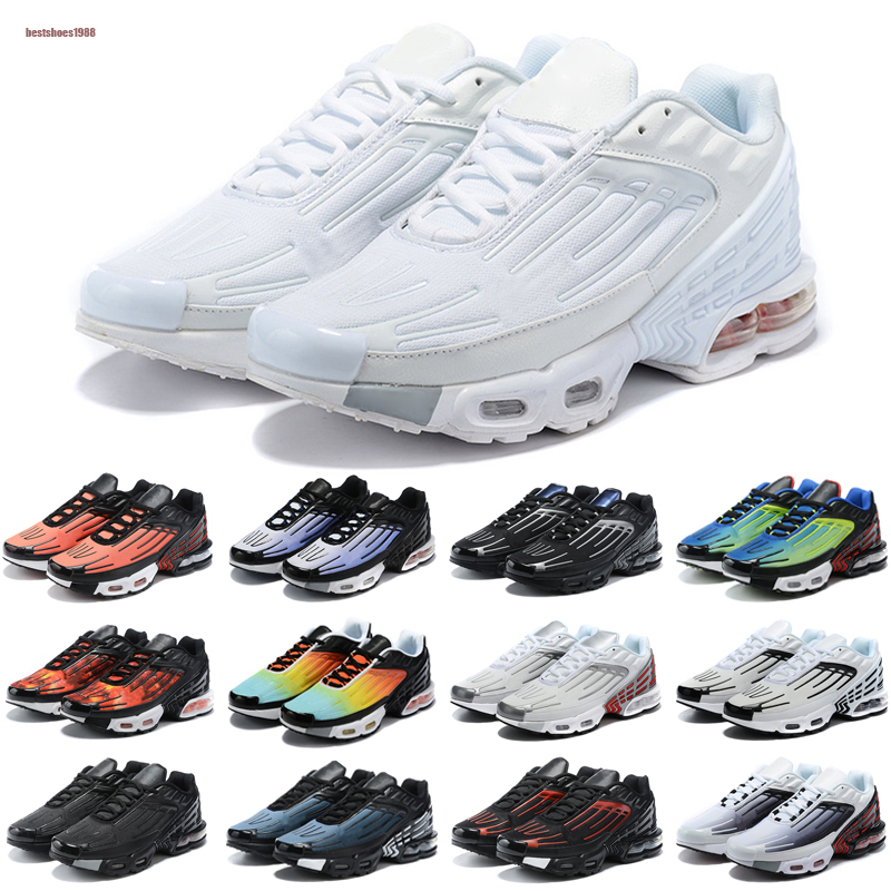 Plus 3 TN Turned Designs Plus III 3 TN Mens Tund Tund Run Shoes Classique Extérieur TN Noir Blanc Sport White Plus Sneakers Men Requin Spider Tai