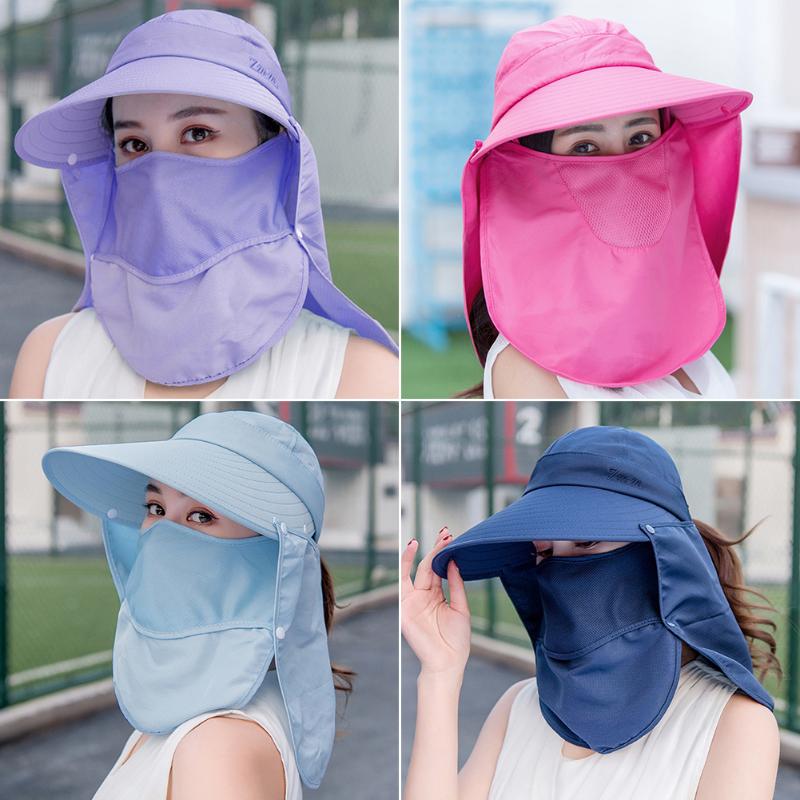 

Women Brim Hat Button Solid Colour Dustproof UV Protection Breathable Visor Hat for Outdoor Travelling Decoration, Blue