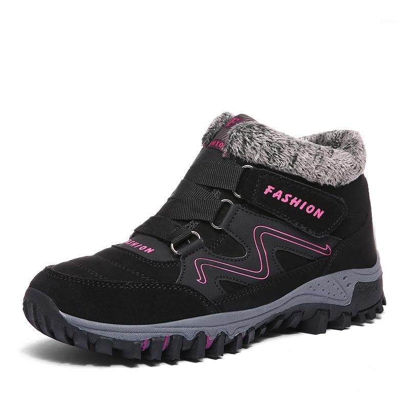 

Winter Men Boots With Fur Warm Snow Boots Men Hiking Waterproof Fashion Rubber Ankle Shoes Mens Climbing Trekking1, Black