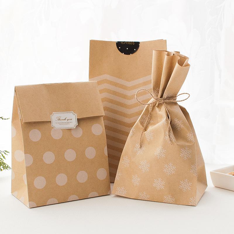 

Gift Wrap Vintage Cowhide Paper Flat Bag Christmas Year Will Packaging Candy With Hand Apple Decoration Gifts