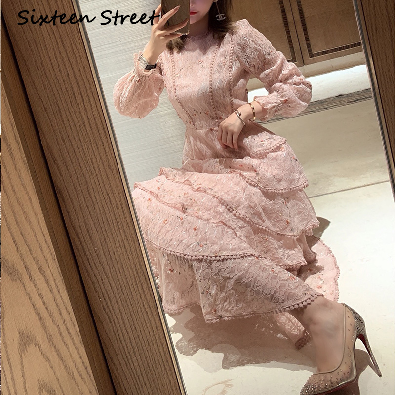 

New with Pink Lace Dresses 2021 Fall Long Floral Embroidery Elegant Party Dressed Woman Bud E444, White short sleeve