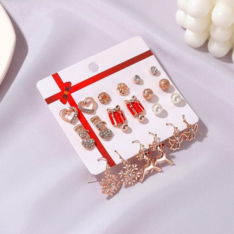 

12 Pcs Christmas Earrings Drop Oil Earrings Bell Women Geometric Classic Metal1