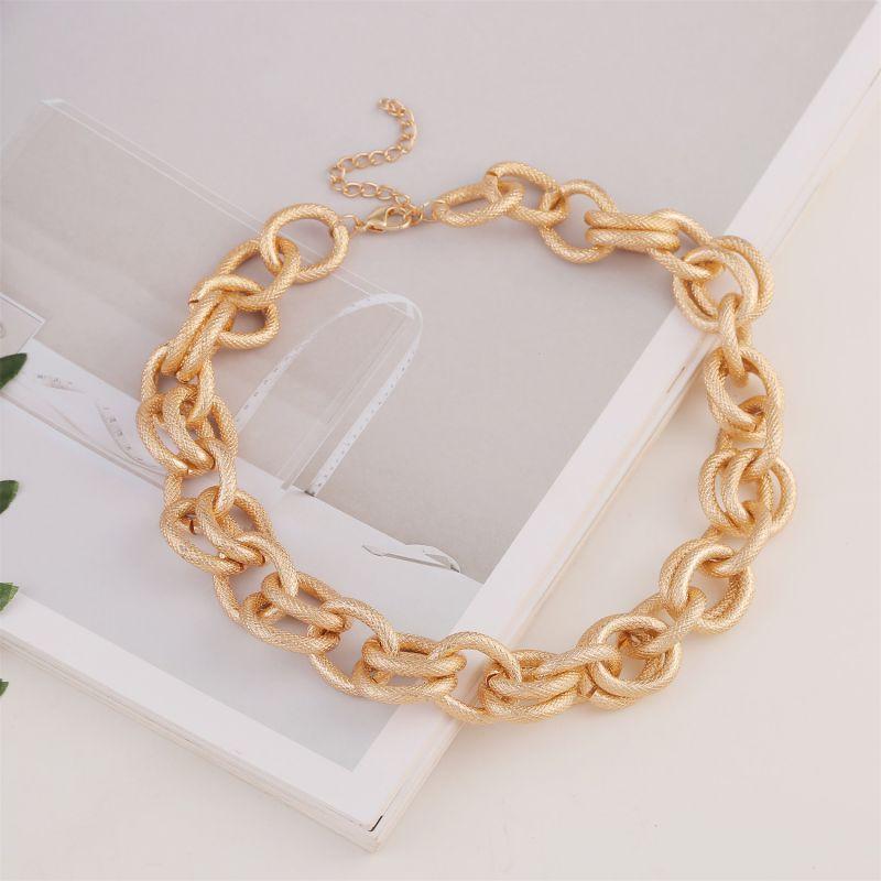 

Chokers Punk Hip Hop Style Super Large Double Rope Chain Femininity Fashion Gold Color Alloy Necklace