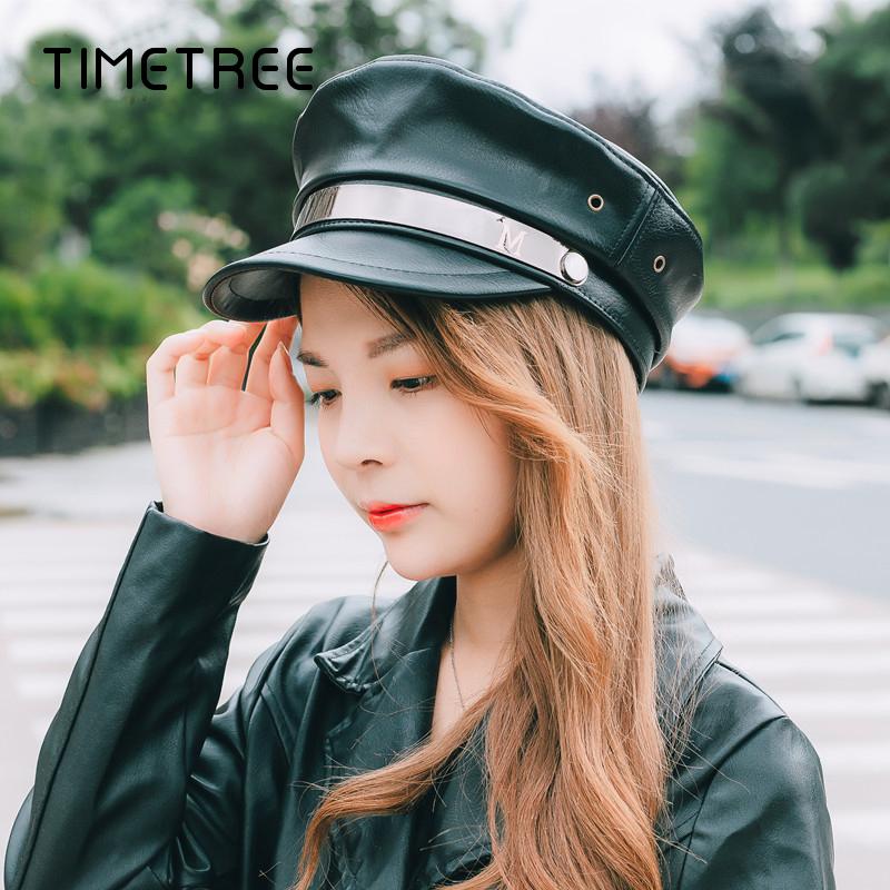 

Fashion Beanies Navy Caps Women Flat Top Black Casual Soft Hats Metal Button Berets Caps Outdoor Windproof Beret lady Hat&Caps, A3
