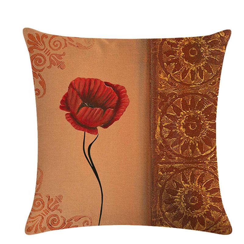 

Vintage Red Rose Cushion Cover Lily Pillow Cover For Home Chair Decorative Pillows Flowers Cushion 45*45cm, 02
