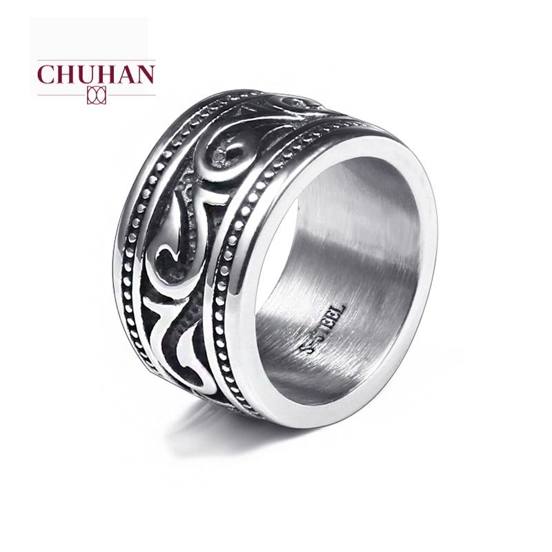 

CHUHAN Fashion Creative Jewelry Rattan Leaf Pattern Simple Vintage Men's Ring Stainless Steel Ring Titanium Steel Men Rings C212