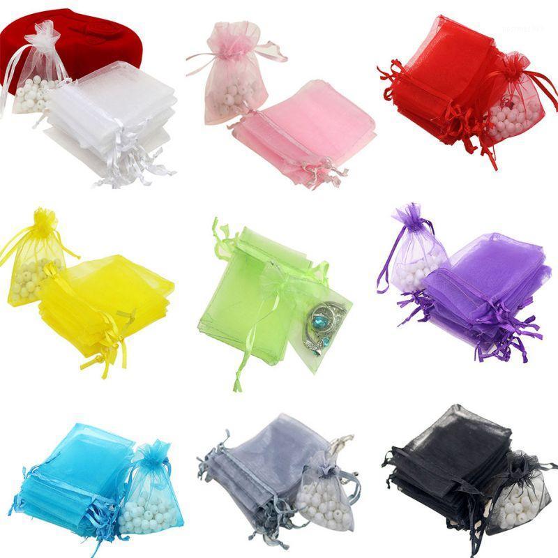 

100pcs Organza Gift Bags Wedding Favors Bags Jewelry Drawstring Mesh Gifts1