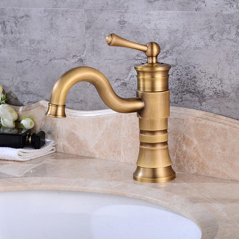 

Basin Faucet Single Handle Antique Bronze Brushed Brass Faucet Hot and Cold Sink Mixer Tap Bathroom Lavatory Mixer1