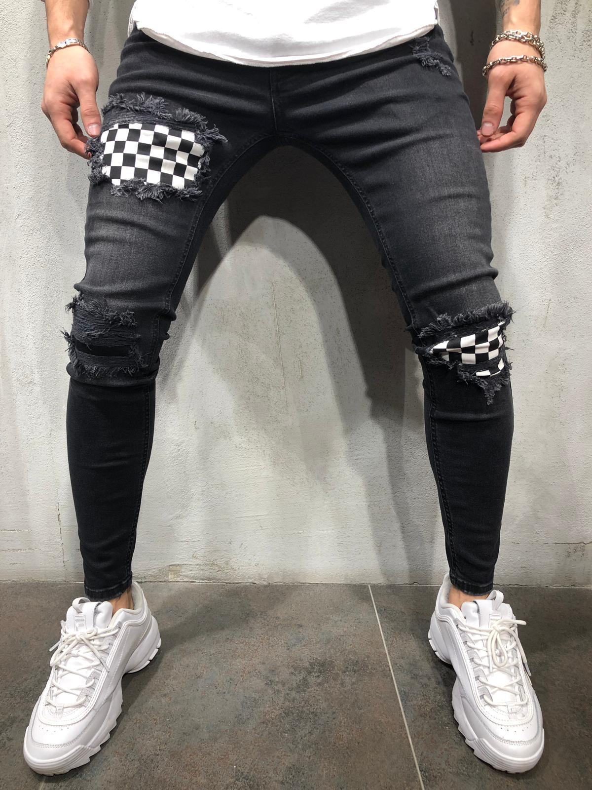 

mens jeans european and american style hip hop jeans trousers casual men skinny jean fashion new slim washed pencil pants size s-3xl, Blue