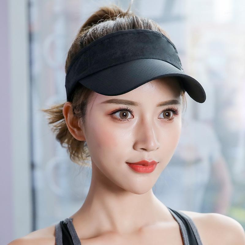 

New Fashion Summer Tennis Adjustable Hats for Women Sun Visors Quick-drying Outdoor Travel Running Sport Baseball Cap ZY011, Black