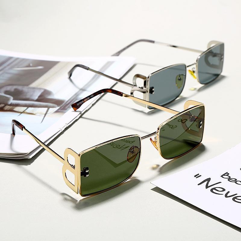 

nauq 2020 new fashion rectangle sunglasses women metal glasses legs silver golden brown eyeglasses female UV4001