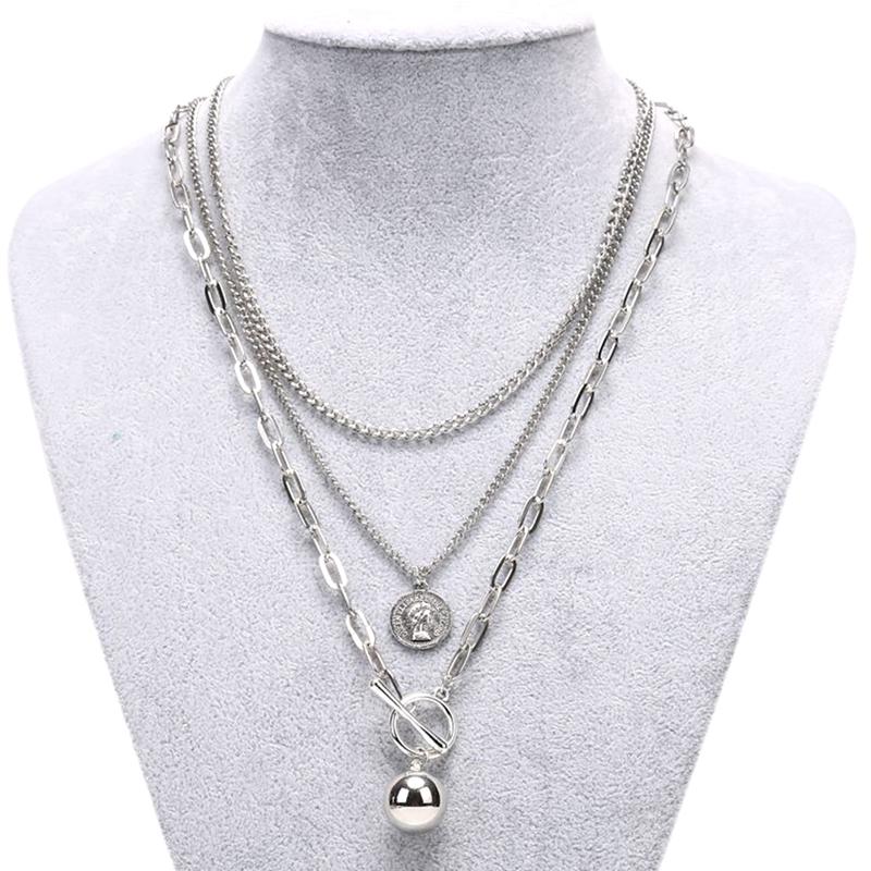 

1pcs Multilayer Personality Cross Square Metal Hip Hop Pendant Long Chain Cool Simple Necklace For Women Men Jewelry Gifts