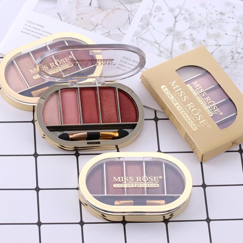 

5 Colors Matte Pearlescent Eye Shadow Palette Waterproof Brighten Natural Easy To Wear Long Lasting Makeup Eyeshadow TSLM1, 04