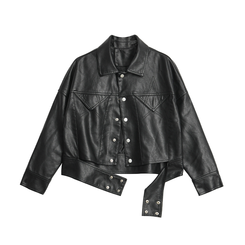 

2021 New Falso Das Mulheres Solto Ajuste Feminino Jaqueta Couro Do Plutnio Preto Curto De CMAX, Beige