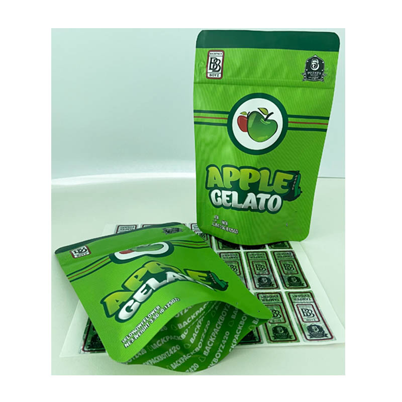 

Backpack boyz Apple gelato edibles candy packaging with resealable child proof zip lock 420 packaging mylar bags