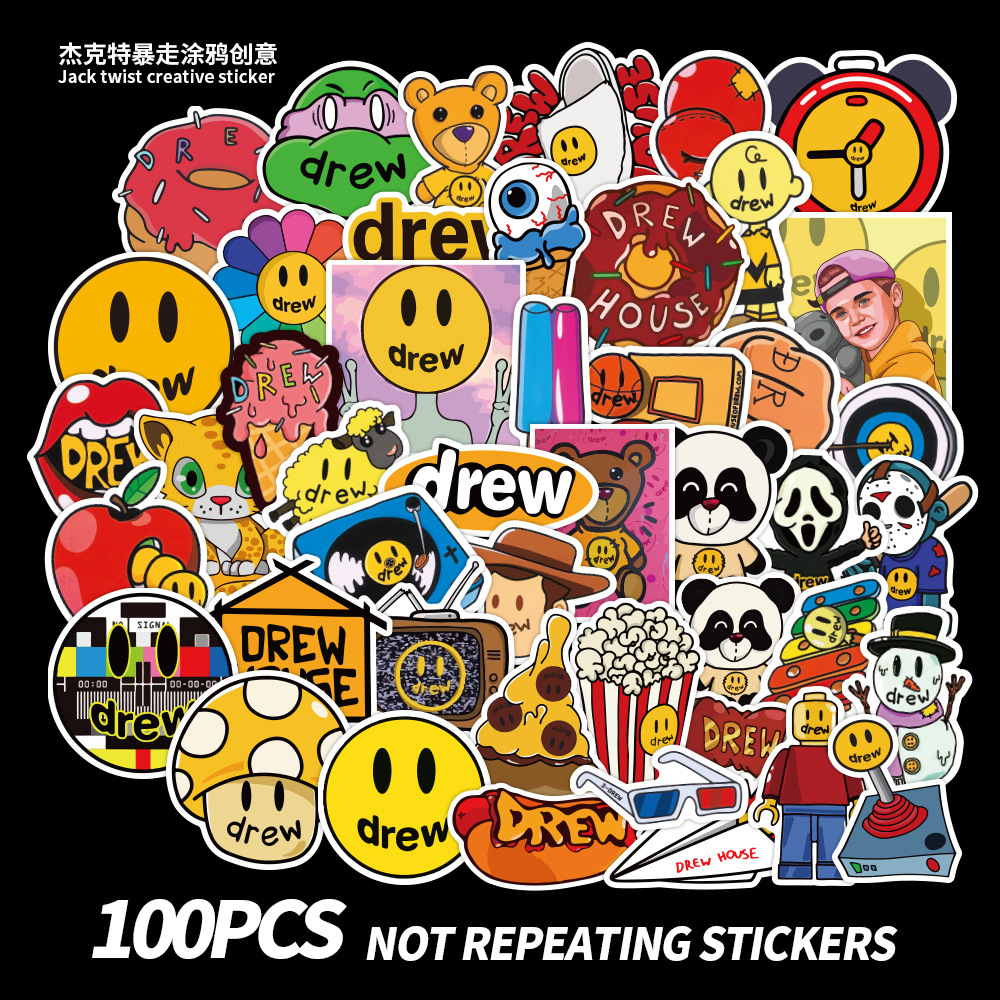 

100PCS Mixed Car Stickers Funny Drew Cartoon For Laptop Skateboard Pad Bicycle Motorcycle PS4 Phone Luggage Decal Pvc guitar Fridge Stickers