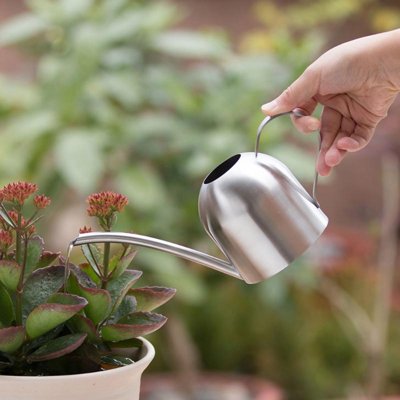 

Stainless Steel Portable Thick Outdoor Patio Gardening Tools Long Mouth Plant Watering Can Sprinkling Pot Household Flowers, As pic