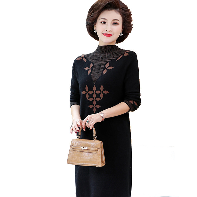

2021 Mom Autumn Winter New Sweater Wome's Plus Size Heing Es for Women Fashion Mid-length A372 T0s3, White