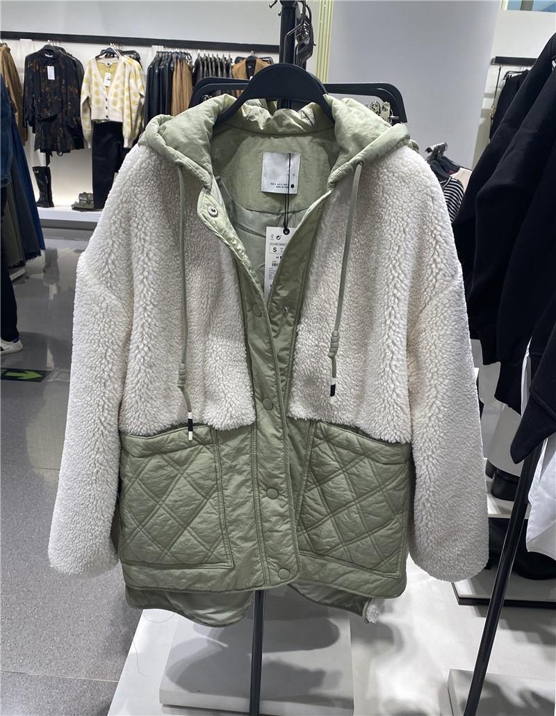 

2020 The new fleece Joining together Lambs wool coat In the long Cotton-padded clothes Cotton-padded jacket, Khaki green