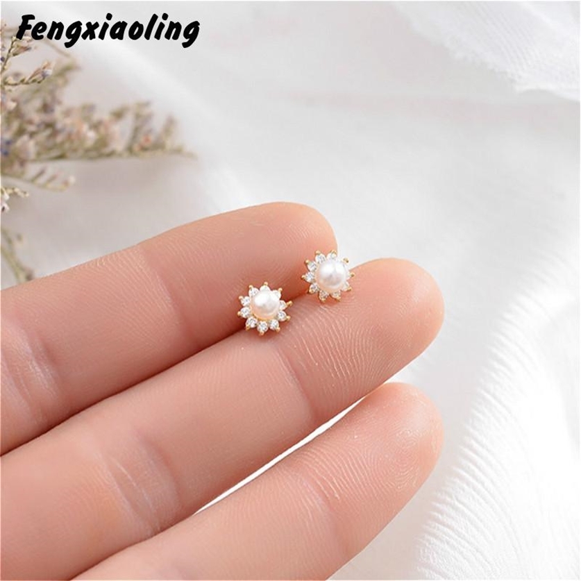 

100% 925 Sterling Silver Flowers Earrings Exquisite Sun Flower Shell Beads Stud For Women Fashion Jewelry 220211