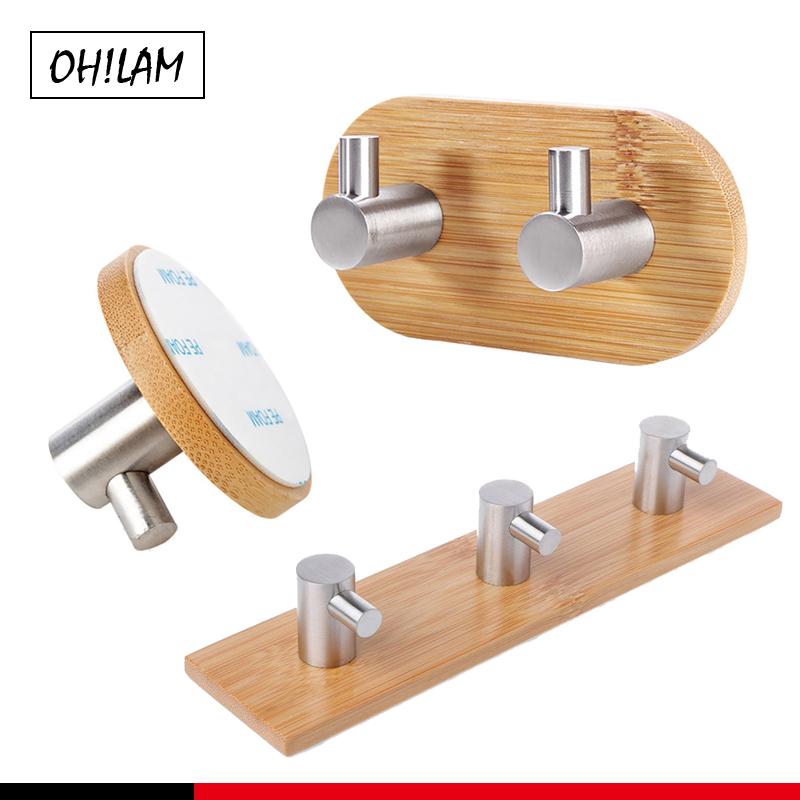 

Bamboo Towel Hooks 1pc Stainless Steel Strong Suction Bathroom Kitchen Decorative Rack Key Holder Hat Bag Clothes Shovel Hanger