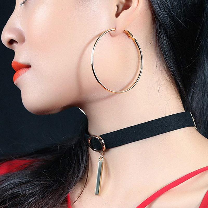 

Big Circle Smooth Large Fashion Gold Hyperbole Ear Clear Circle Round Hoop Earrings Women