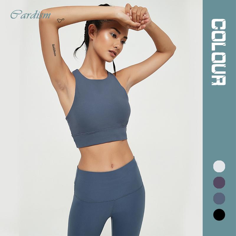 

Cardism Women' Yoga Top Bra Fitness Non-Wired Sexy Crop Top Push Up Seamless Sports Bras For Women Bralette Bra Female, Black sport bra