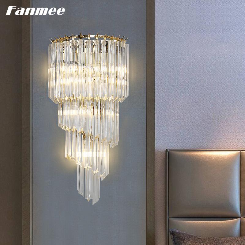 

Nordic Industrial Clear Galss Wall Mounted Light LED Gold Finish 3 and 4 Tiers Modern Indoor Sconce Light for Living Room