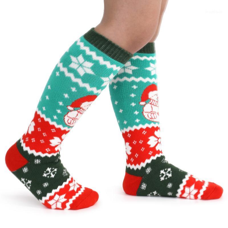 

2 Pairs Children Sports Socks Professional Ski Socks Kid Thick Knit Winter Athletic Knee-high Stockings For Ski Marathon Running1, Color-d